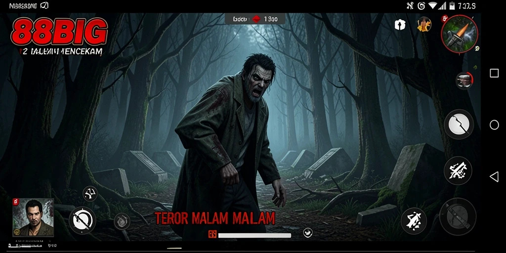 Screenshot gameplay menampilkan suasana horror yang mencekam di 88BIG.