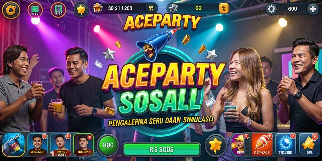 Tampilan gameplay ACEPARTY yang menarik dan interaktif.