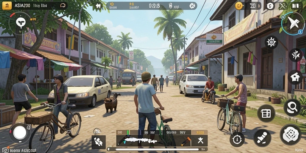 Screenshot gameplay ASIA200 menampilkan interaksi sosial yang realistis.