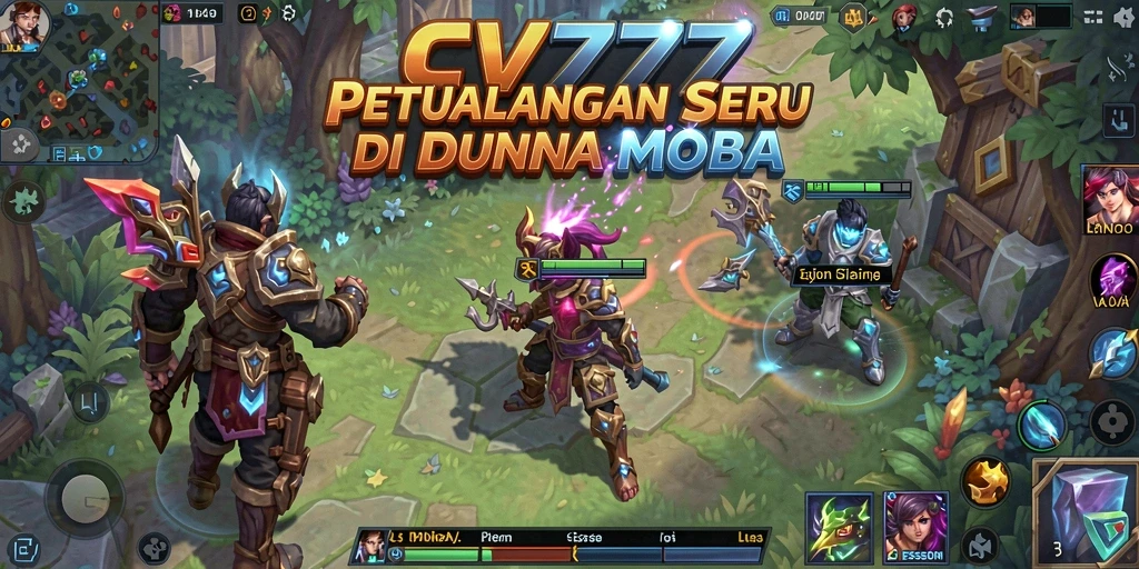 Tampilan layar gameplay CV777 yang penuh aksi di arena MOBA.