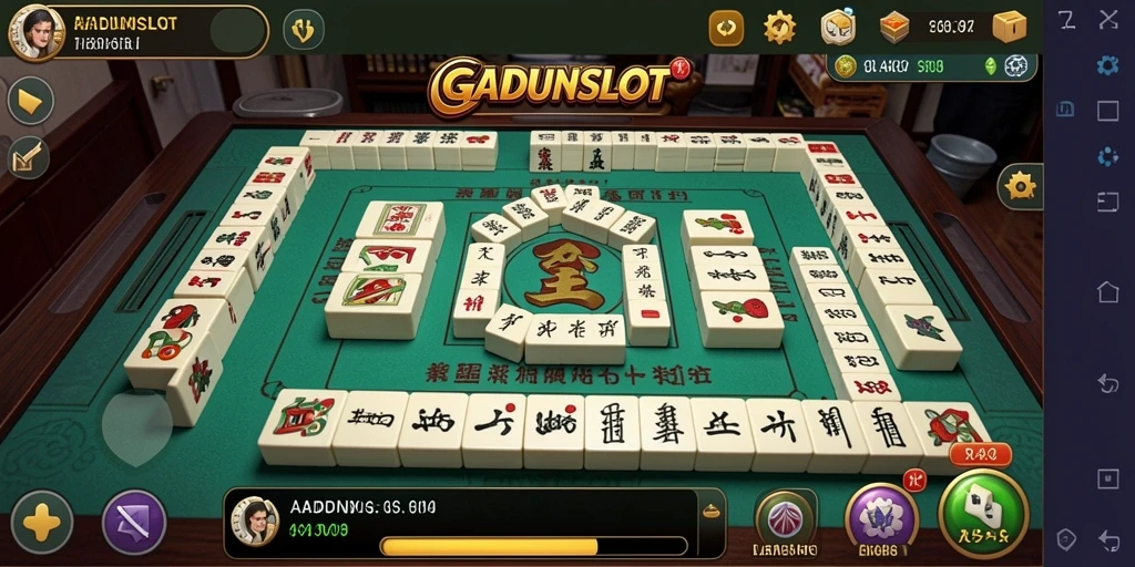 Tampilan gameplay GADUNSLOT yang mendebarkan di dunia Mahjong.