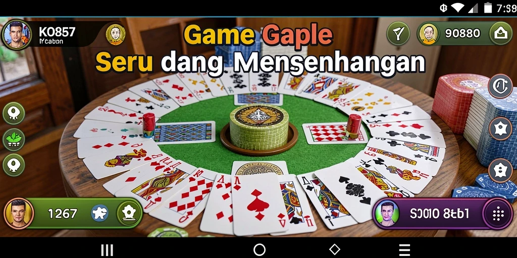Tangkapan layar dari gameplay KO857 yang menampilkan suasana seru bermain Gaple.