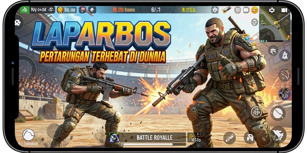 Tampilan aksi seru dari permainan LAPARBOS dalam mode Battle Royale.