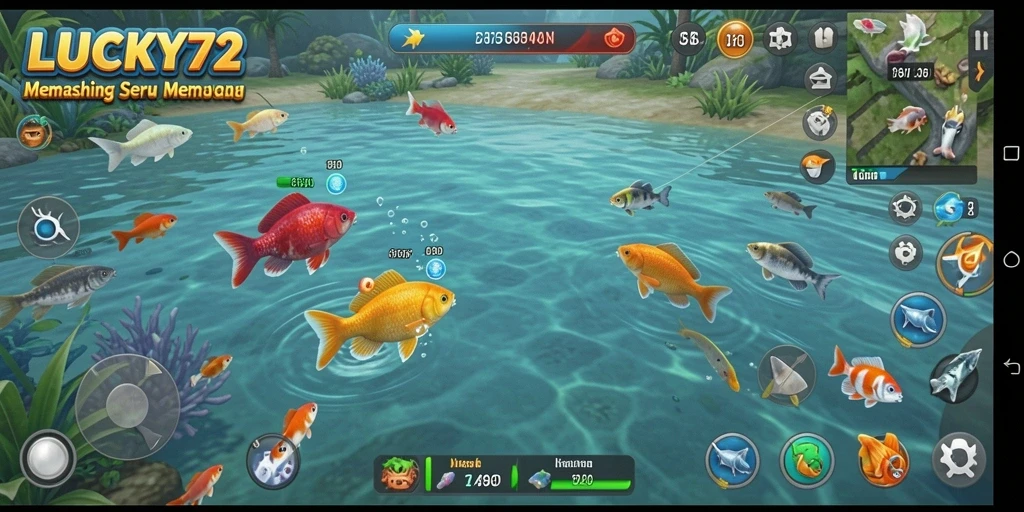 Tampilan gameplay LUCKY72 yang memukau saat memancing di laut.