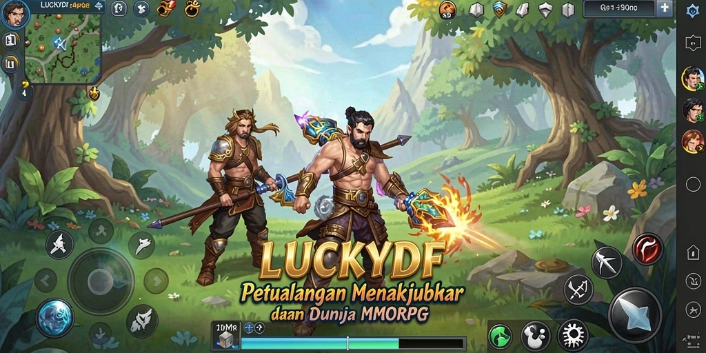 Tampilan gameplay LUCKYDF yang memukau saat bertempur di dunia fantasi.