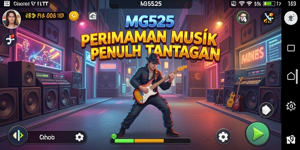 Tampilan gameplay MG525 yang menarik dengan berbagai tantangan musik.