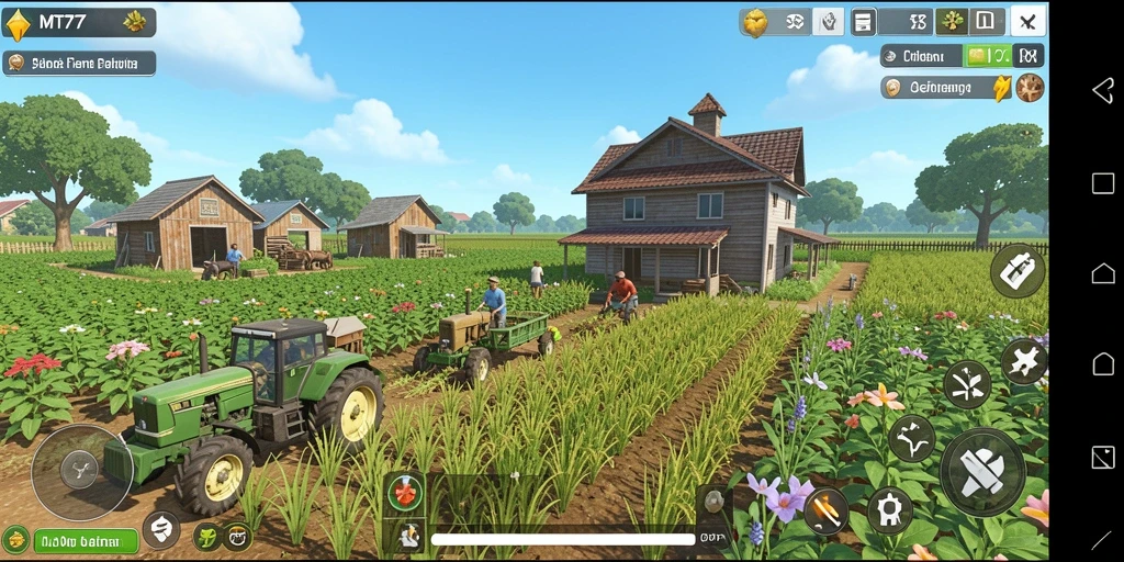 Tampilan gameplay MT777 yang menampilkan pengalaman bertani yang mendalam.