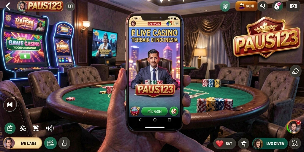 Screenshot gameplay PAUS123 yang menunjukkan interaksi dealer secara langsung.