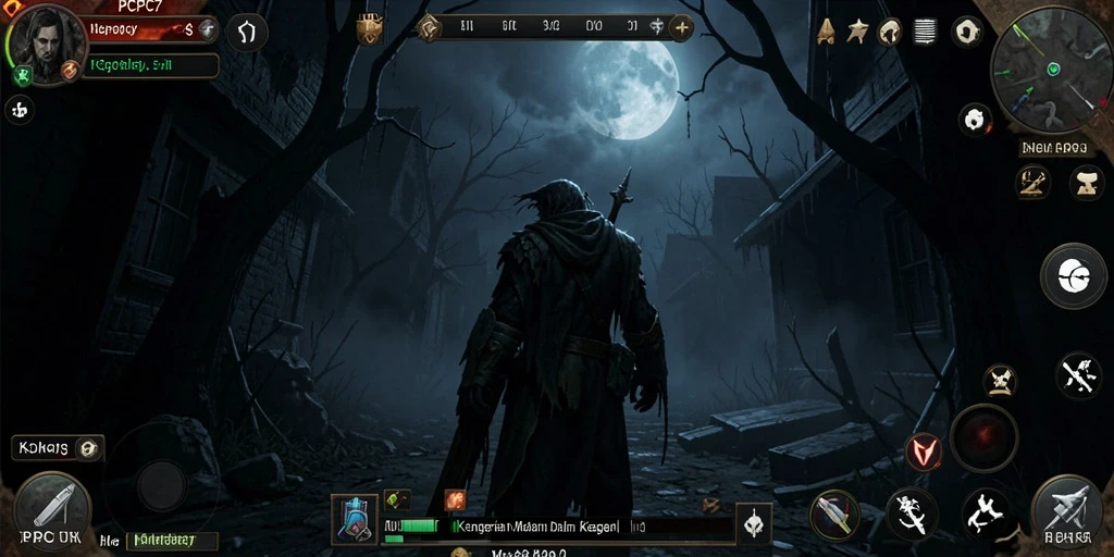 Screenshot gameplay PCPC7 menampilkan suasana menyeramkan yang mengancam.