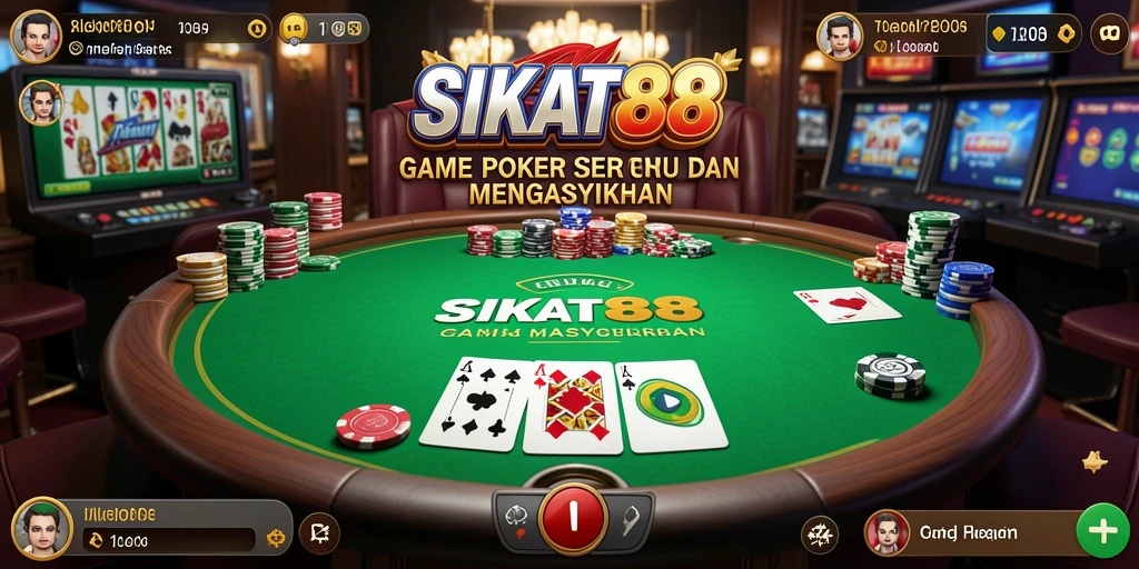Gameplay seru SIKAT88 dengan suasana poker yang menegangkan.